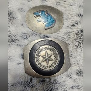 Silver Tone Men's Belt Buckle Bundle Of 2